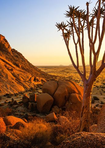 Sonnenuntergang in der Landschaft von Namibia