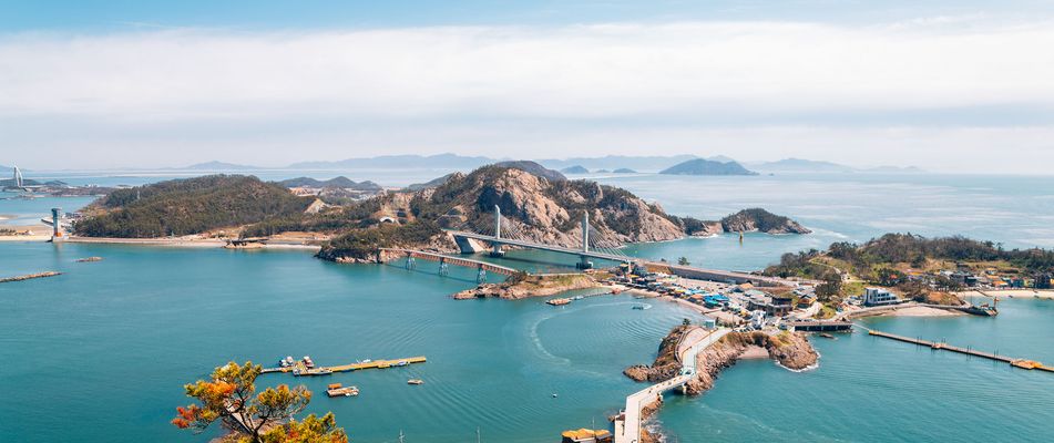 Luftaufnahme von einer Insel in Südkorea