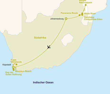 Routenkarte Südafrika