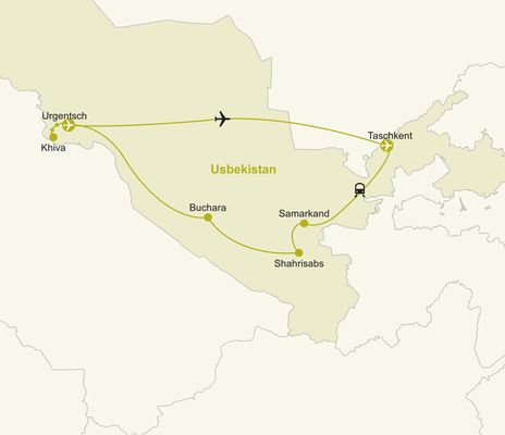 Routenkarte Usbekistan