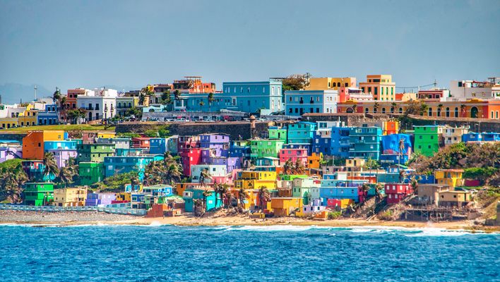 Bunte Häuser auf Puerto Rico