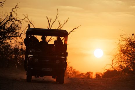 Sonnenaufgang im Jeep in Botswana