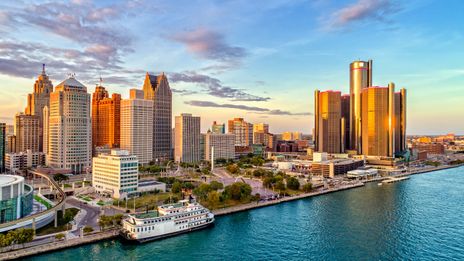 Blick auf Detroit in Michigan