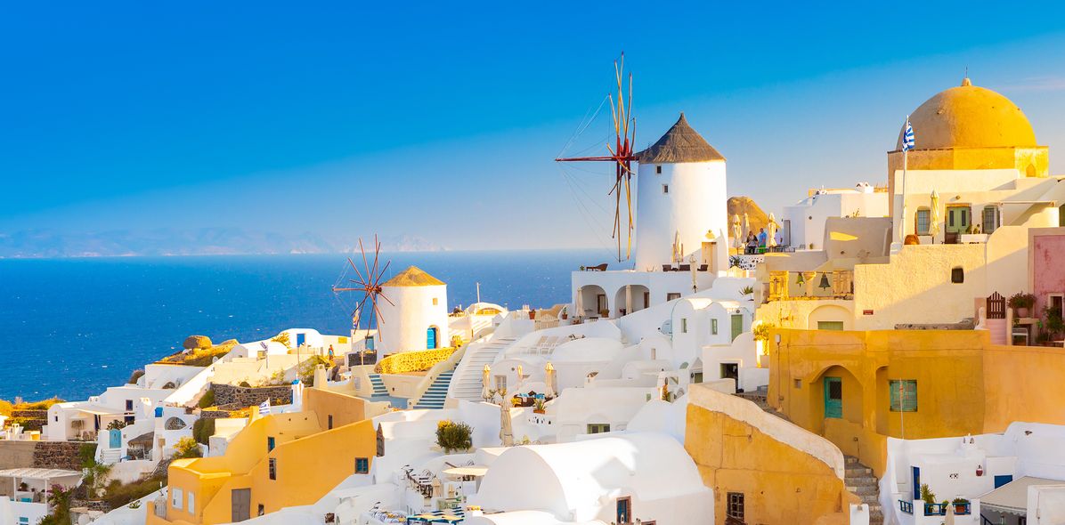 Weiße Häuser in Santorini
