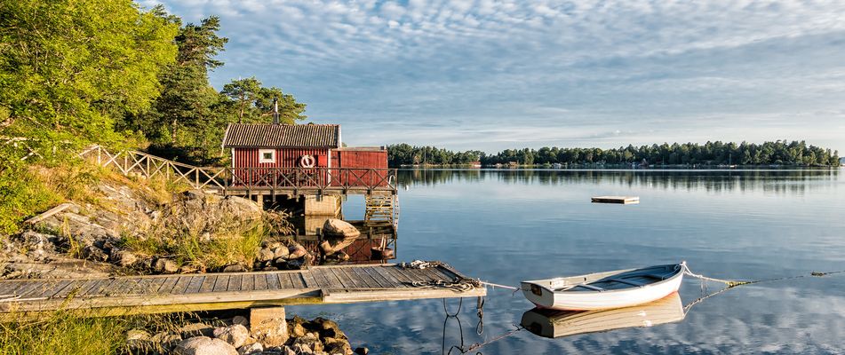 See mit Boot in Schweden