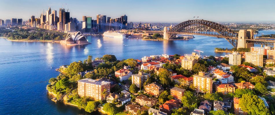 Blick auf die Hafen und die Opera von Sydney