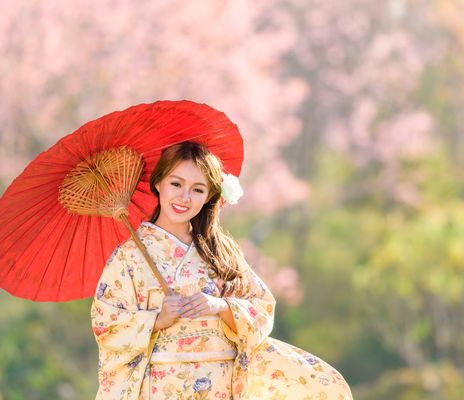 Frau in Kimono in Japan