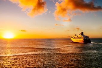 Kreuzfahrtschiff vor Insel