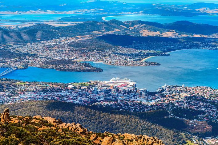 Blick auf Hobart in Australien