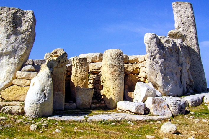 Die Überreste der einstigen Tempelanlage von Hagar Qim in Qrendi auf Malta