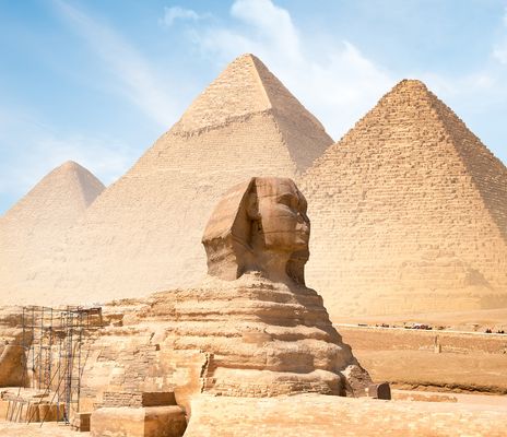 Weltwunder Cheops-Pyramide mit Sphinx