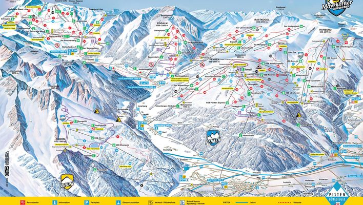 Pistenplan vom Skigebiet in Mayrhofen