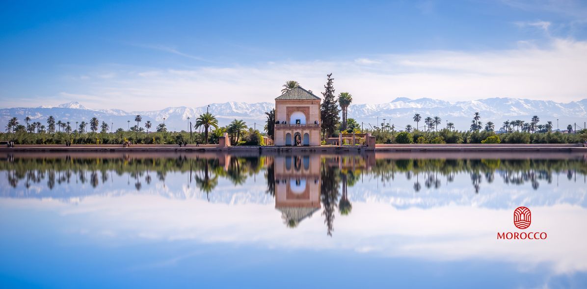 Blick auf einen Garten in Marrakesch 