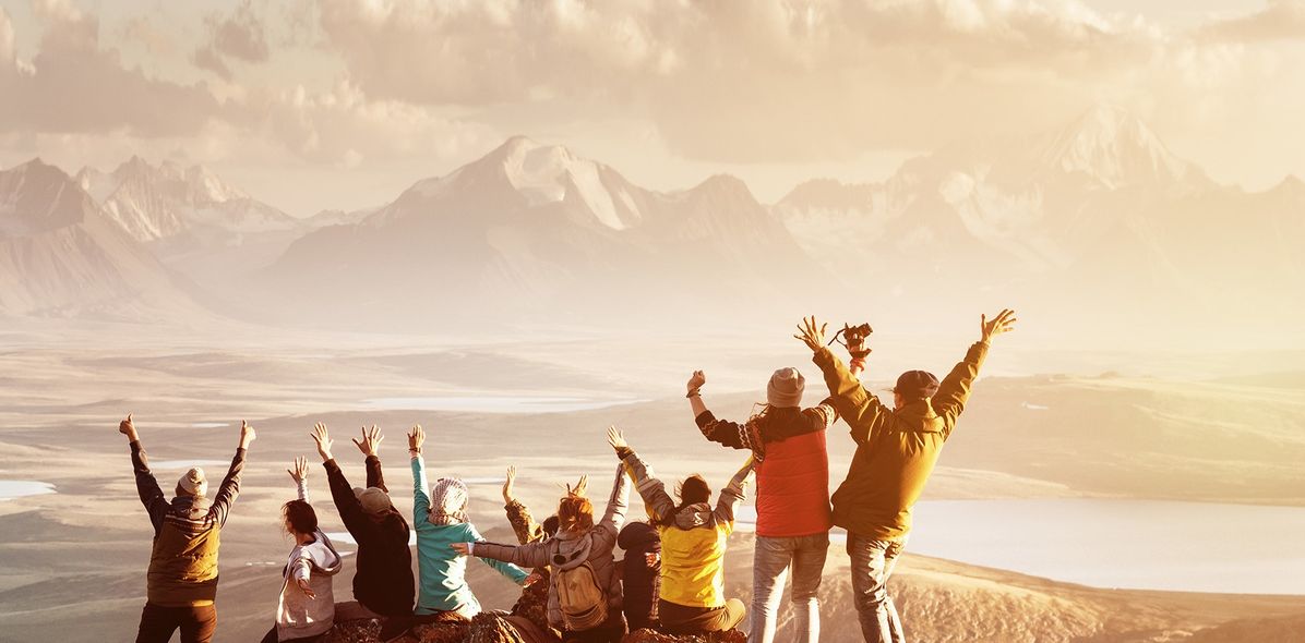 Gruppe auf einem Berggipfel