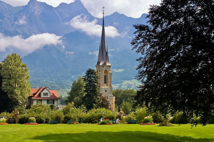 Kirche und Landschaft in St. Gallen