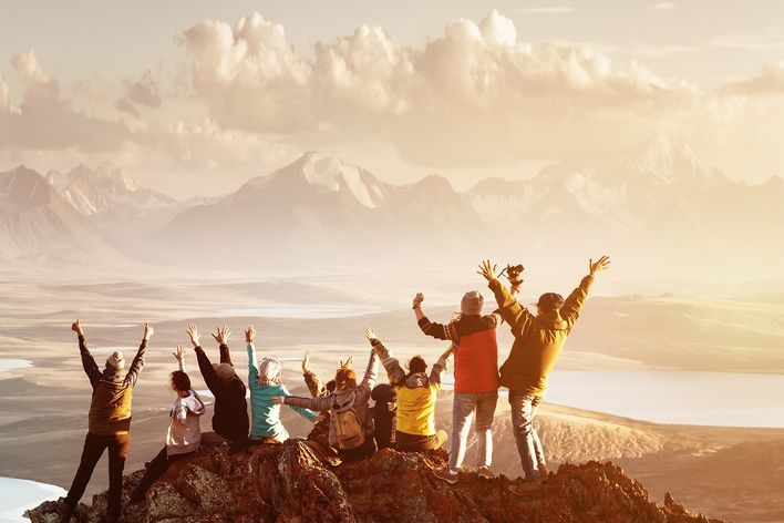 Wandergruppe auf Berg