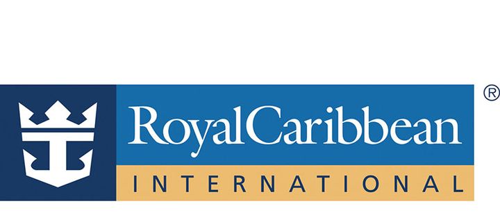 Das Logo von Royal Caribbean International zeigt eine weiße Krone mit Anker auf blauem Hintergrund.