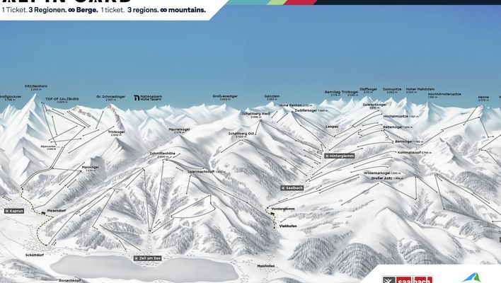 Pistenplan vom Skigebiet in Saalbach-Hinterglemm