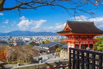 Skyline von Kyoto mit Tempel