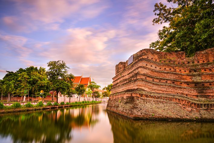Teil der alten Stadtmauer in Chiang Mai in Thailand