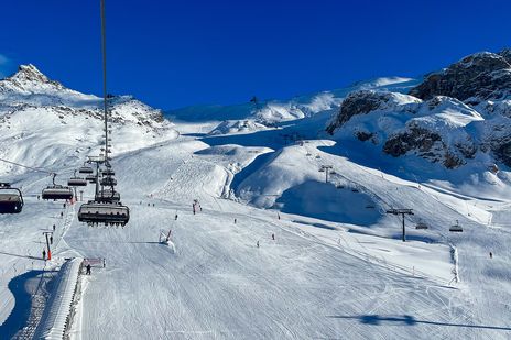 Blick auf die Skipiste in Ischgl  