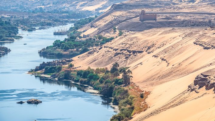 Aussicht auf den Nil bei Assuan in Ägypten