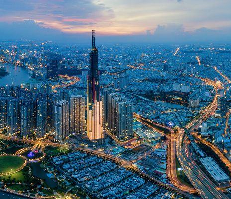 Ho Chi Minh Stadt von Oben bei Nacht