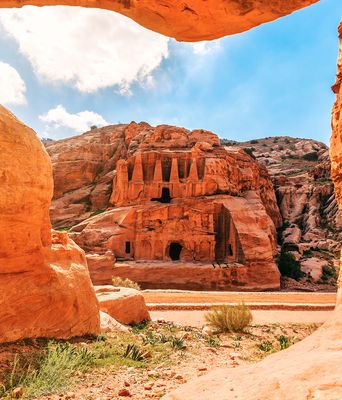 Rote Felsformationen in Petra, Jordanien