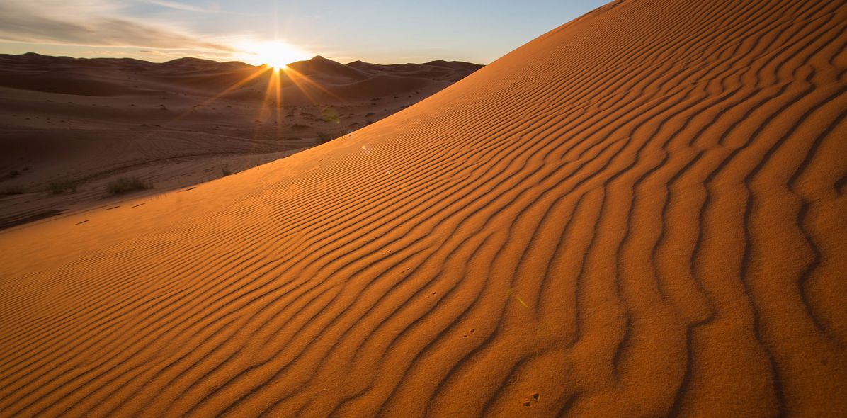 Wüste mit Sonnenuntergang
