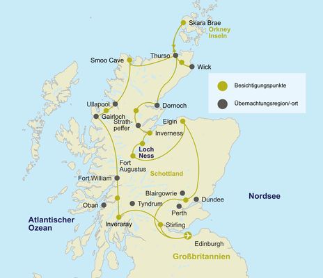 Routenkarte Schottland