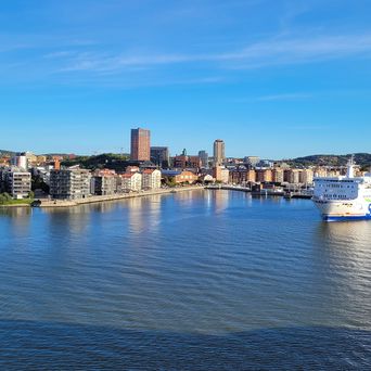 Ein Schiff von Stena Line fährt aus dem Hafen von Göteborg, Schweden