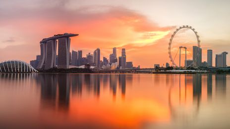 Blick auf die Stadt Singapur