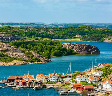 Fischerdorf in Fjällbacka, Norwegen