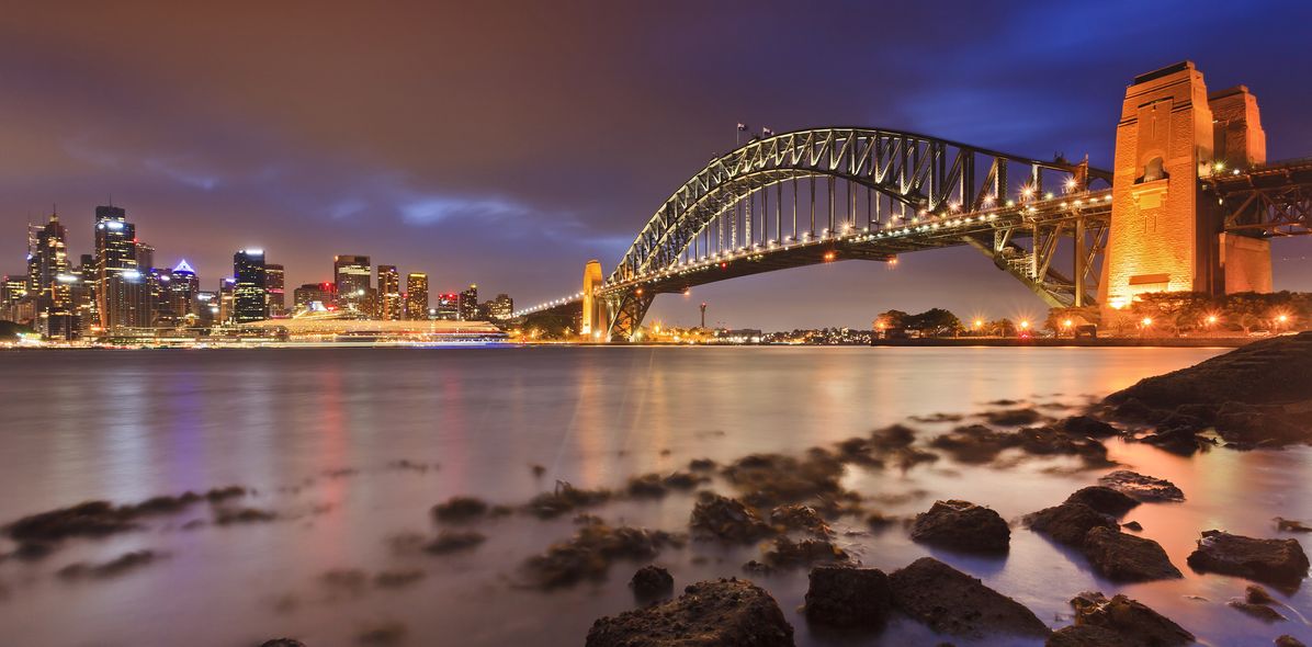 Harbor Bridge von Sydney in der Nacht, Australien