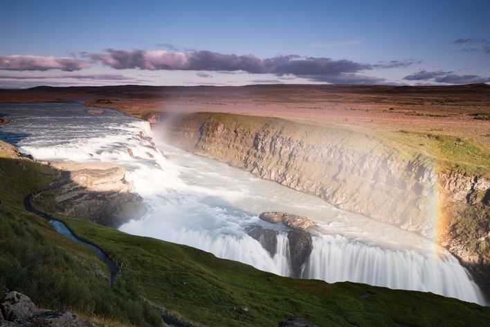 Gullfoss Wasserfall Regenbogen