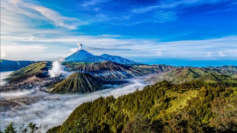 Blick auf den Vulkan Mount Bromo auf Java, Indonesien