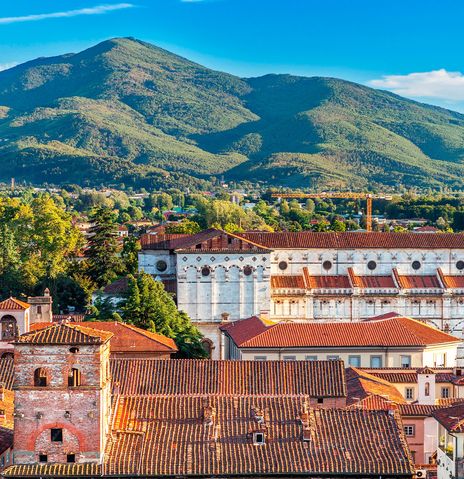 Blick auf die Stadt Lucca in der Toskana