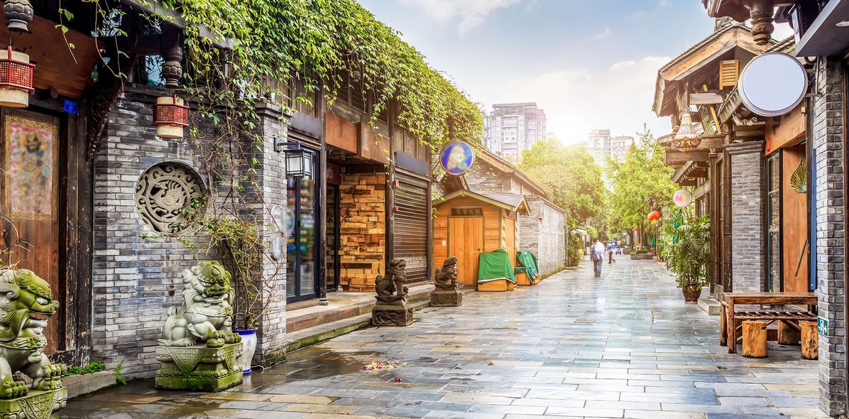 Blick auf die Straßen von Chengdu in China