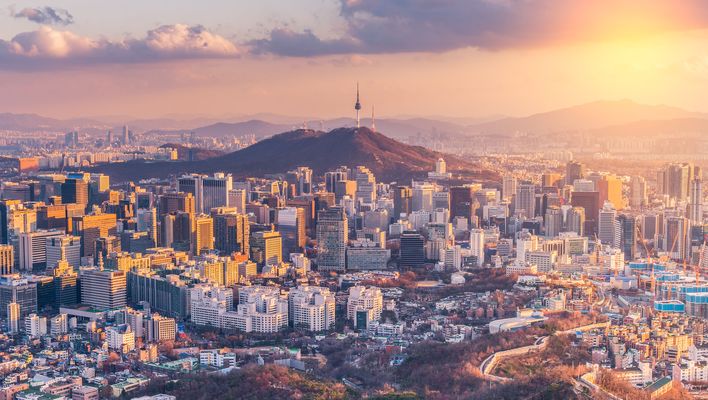 Blick auf die Hauptstadt Seoul in Südkorea