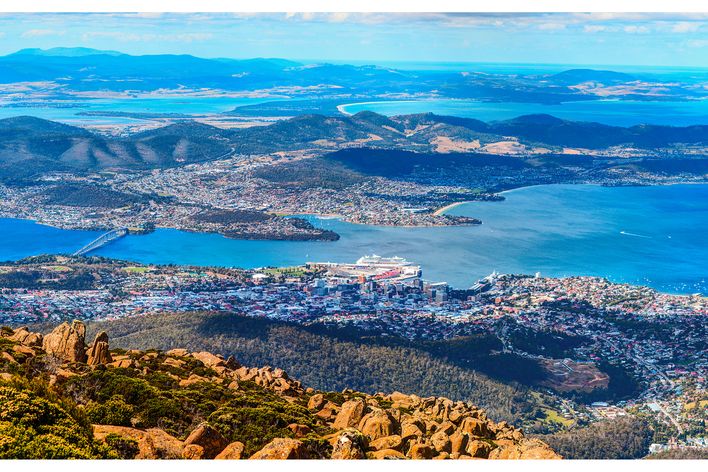 Blick auf Hobart in Australien
