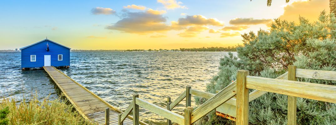 Bootshaus mit Steg in Perth in Australien 