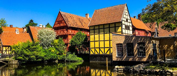 Historische Altstadt mit Fachwerkhäusern in Aarhus