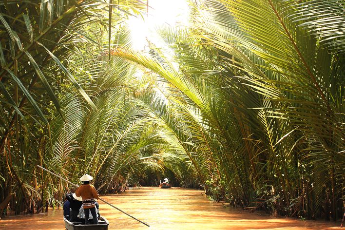 Boot im Mekong