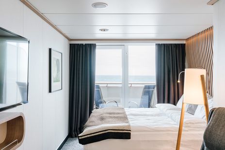 Kabine auf einem Hurtigruten Kreuzfahrtschiff 