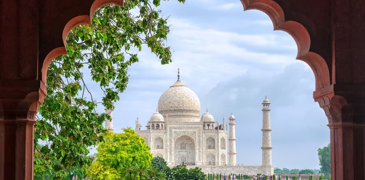 Blick auf den Taj Mahal in Indien