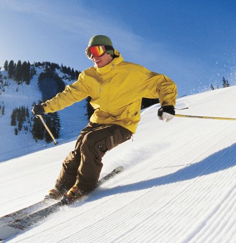 Skifahrer in St. Moritz in der Schweiz