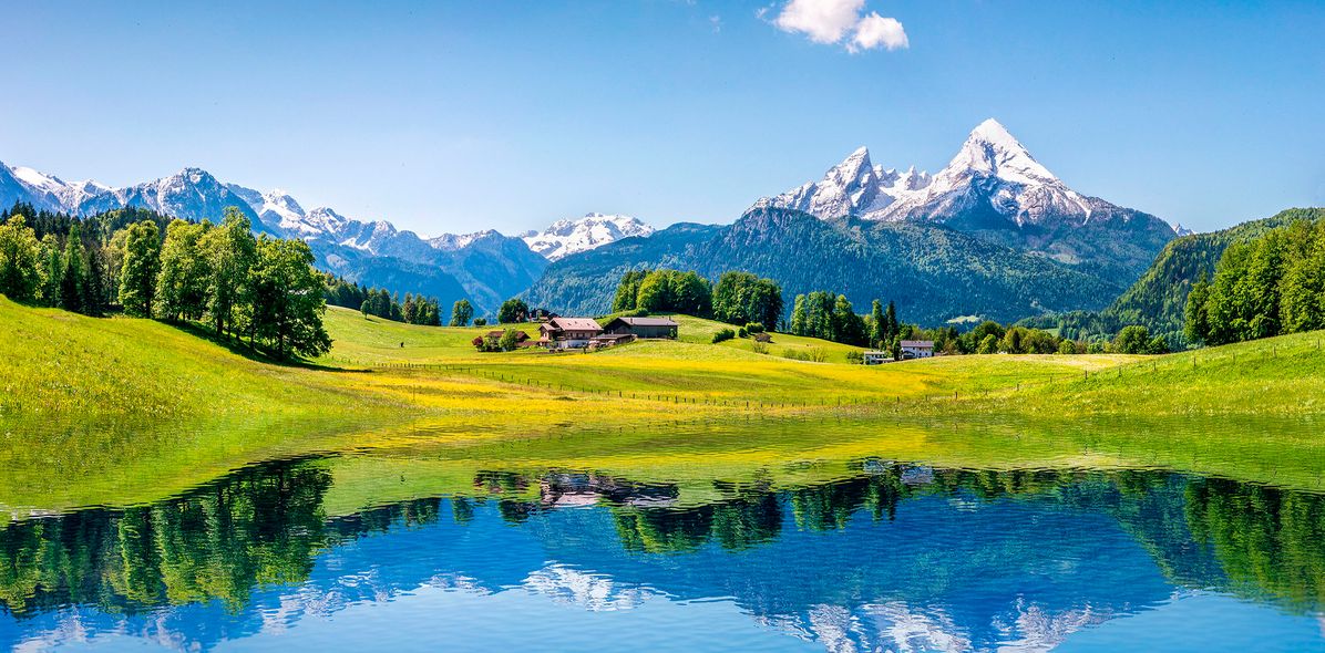 Europa, Alpen, Berge, Wiesen, See