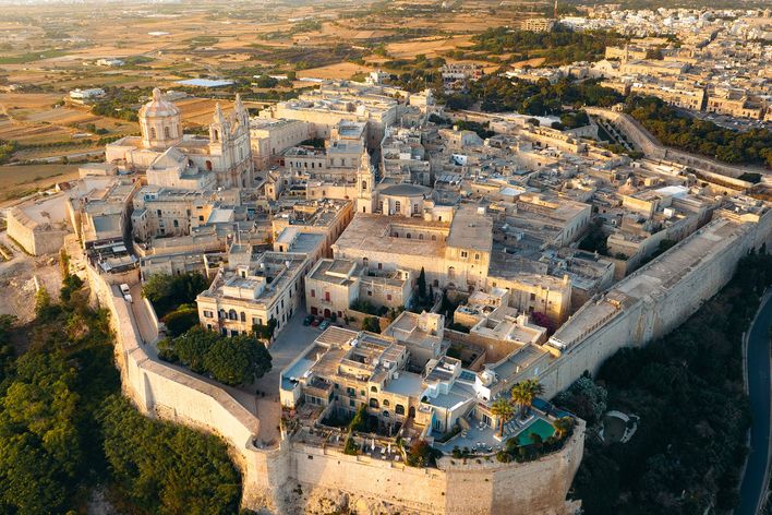 Luftaufnahme von Mdina auf Malta