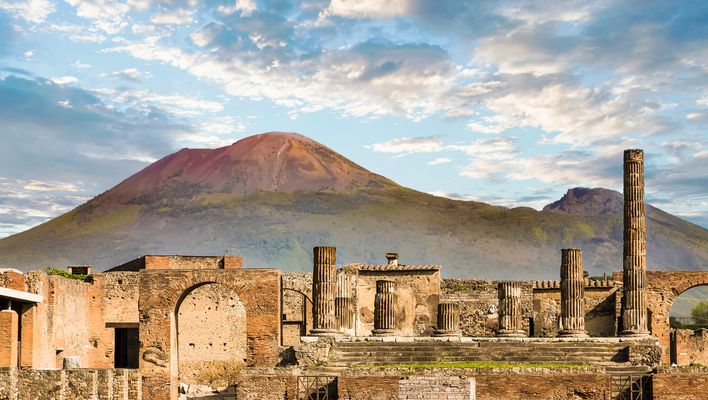 Blick auf den Vesuv in Pompeji