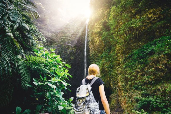 Frau wandern auf Madeira